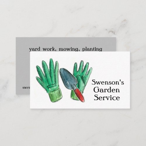 Garden Lawn Care Mowing Gloves Trowel Business Card