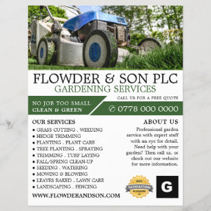 Garden Lawn-Mower, Garden Service, Horticulturist Flyer