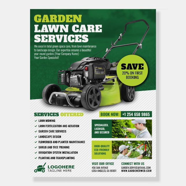 Garden, Lawn Mowing, Lawn Care Services  Foam Board (Front)