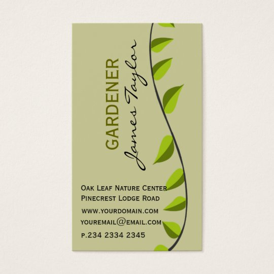 Garden Leaf Gardening Green Professional Business Card