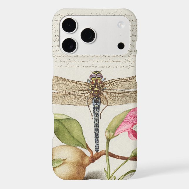Garden life, Dragonfly, Pear, Carnation and Insect iPhone Case (Back)