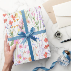 Garden light Background Wildflowers Floral Pattern Wrapping Paper