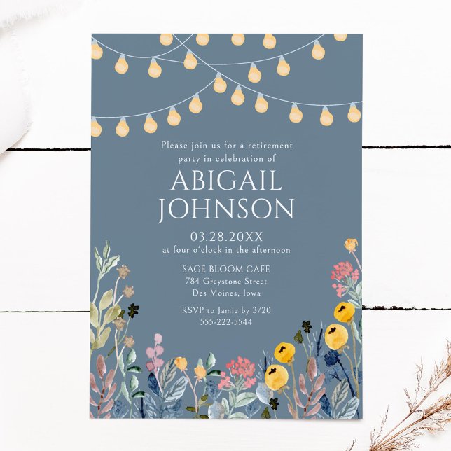 Garden Lights and Wildflowers Retirement Party Invitation (Creator Uploaded)