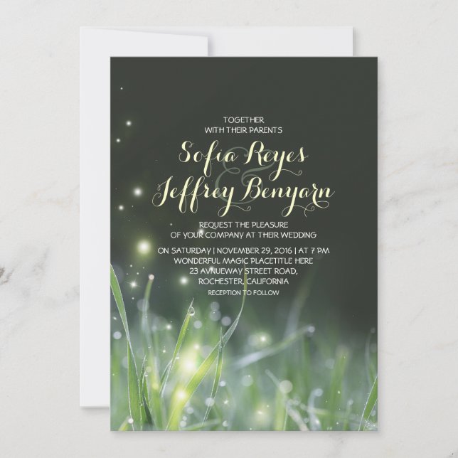garden lights romantic wedding invites (Front)