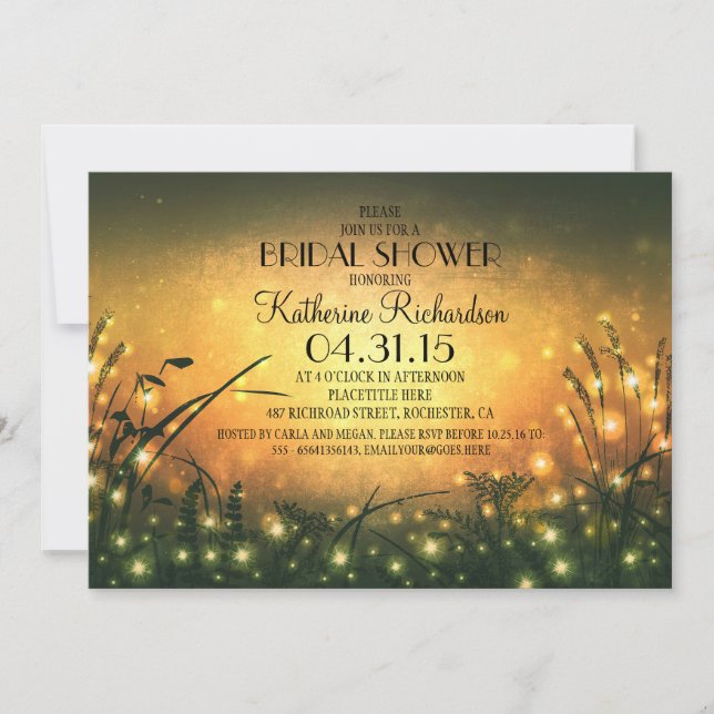 garden lights rustic bridal shower invitation (Front)
