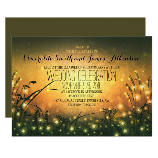 Garden Lights Rustic Wedding Invitation