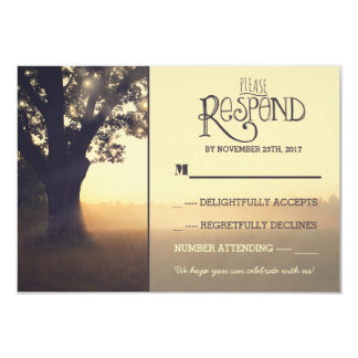 Garden lights tree rustic wedding RSVP Card