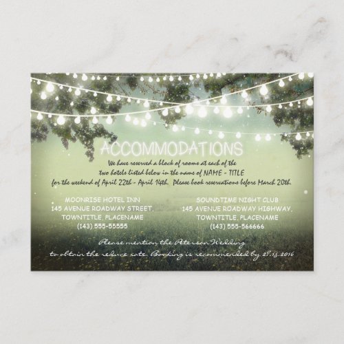 garden lights wedding accommodation cards
