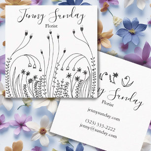 Garden Line Art Landscape Horticulture Square Business Card