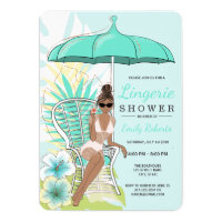 Garden Lingerie Shower African American Bride Invitation