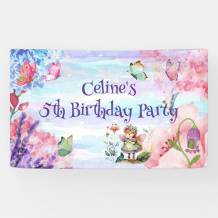 Garden little fairy birthday  banner