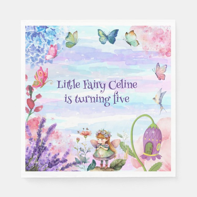 Garden little fairy birthday  napkins (Front)