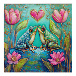 Garden Love Frogs- Whimsical Frog Acrylic Wall Art