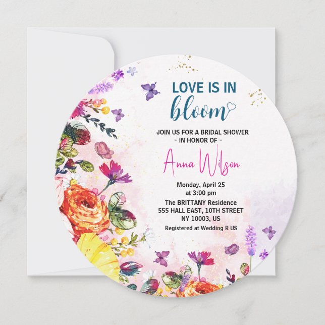Garden love is in bloom wildflower bridal shower invitation (Front)