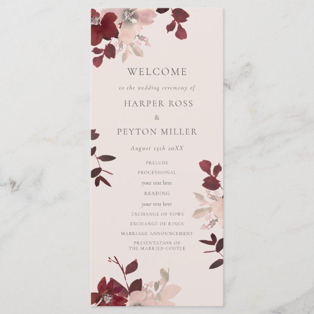 Garden Love Wedding Program (Front)