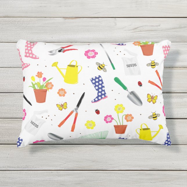 Garden Lover Cute Pattern Outdoor Pillow (Front)