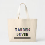 Garden Lover Floral Text Pink Blue Green Large Tote Bag at Zazzle