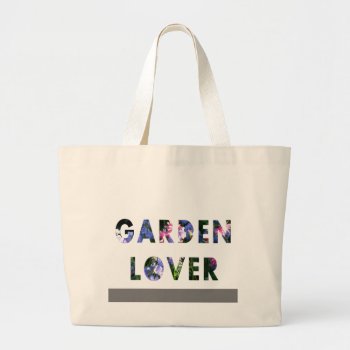 Garden Lover Floral Text Pink Blue Green Large Tote Bag by KreaturFlora at Zazzle