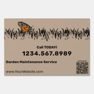 Garden Maintenance Service Call, Scan to Schedule Sign