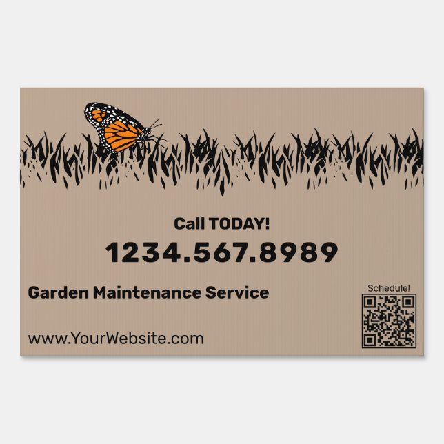 Garden Maintenance Service Call, Scan to Schedule  Sign (Front)