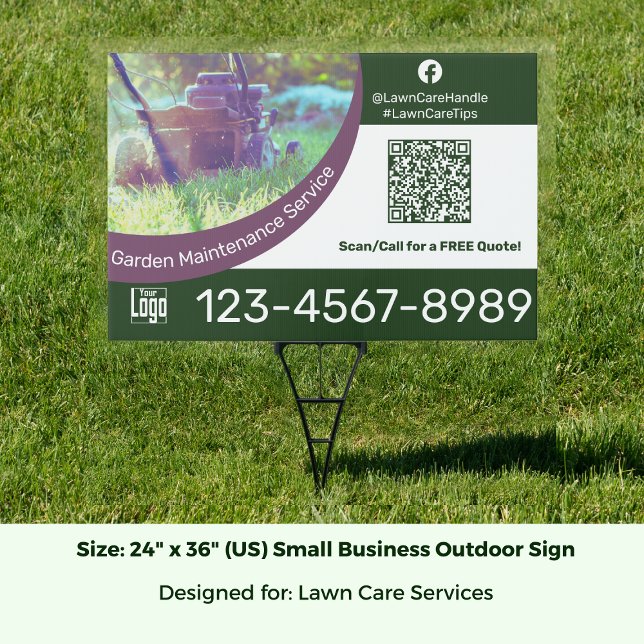 Garden Maintenance Service CTA QR Phone Connect Sign (Garden Maintenance Service CTA QR Phone Connect Sign; Size: 24 x 36 Inch (US))