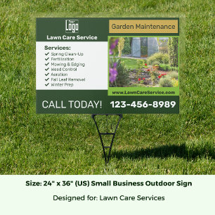Garden Maintenance Service List CTA Call Yard Sign