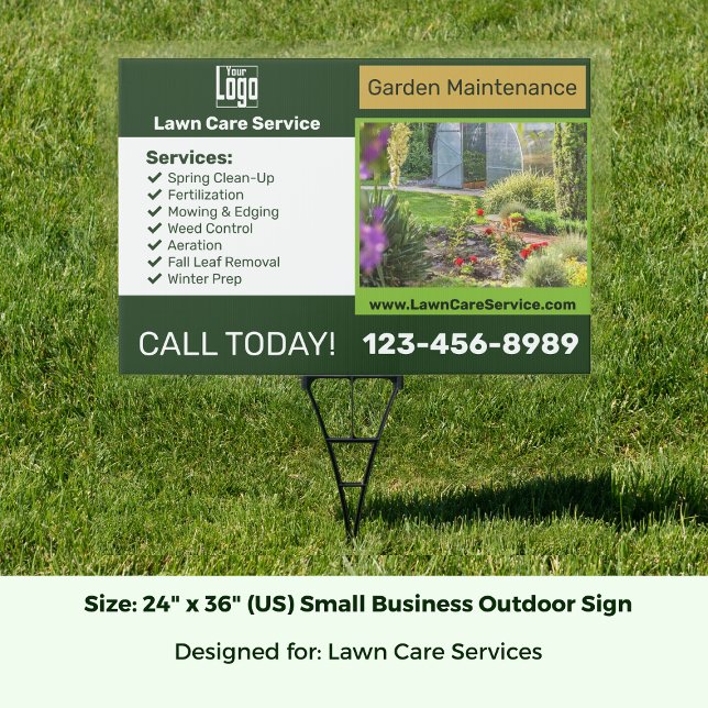 Garden Maintenance Service List CTA Call Yard Sign (Garden Maintenance Service List CTA Call Yard Sign: Size: 24x 36 Inch (US))