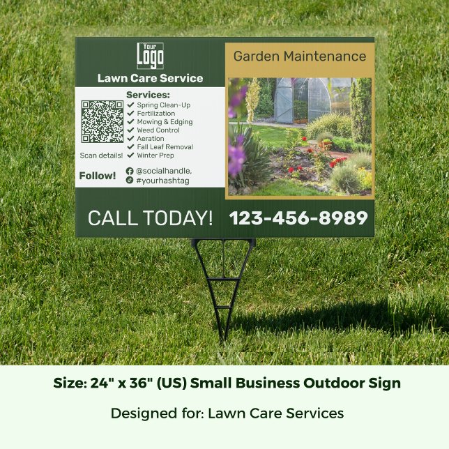 Garden Maintenance Service List QR Code Phone Sign (Garden Maintenance Service List QR Code Phone Sign; Size: 24 x 36 Inch (US))