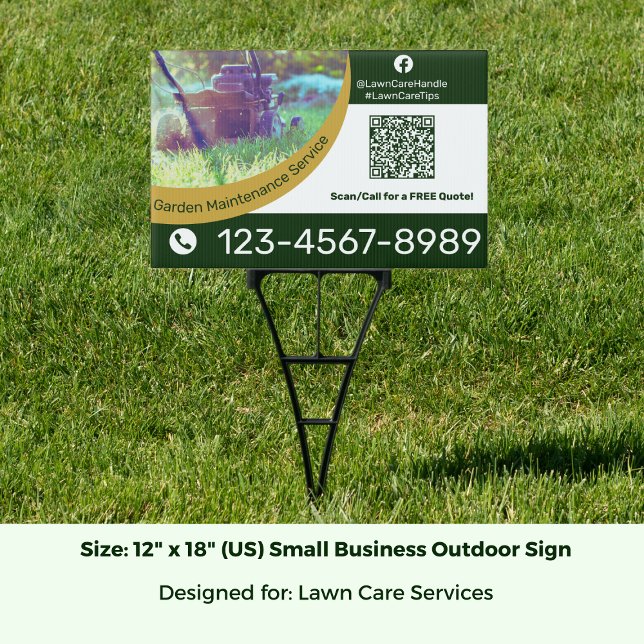 Garden Maintenance Service Scan Call Social Share Sign (Garden Maintenance Service Scan Call Social Share Sign; Size: 12 x 18 Inch (US))