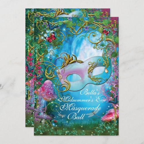 Garden Masquerade Birthday Party Invitations