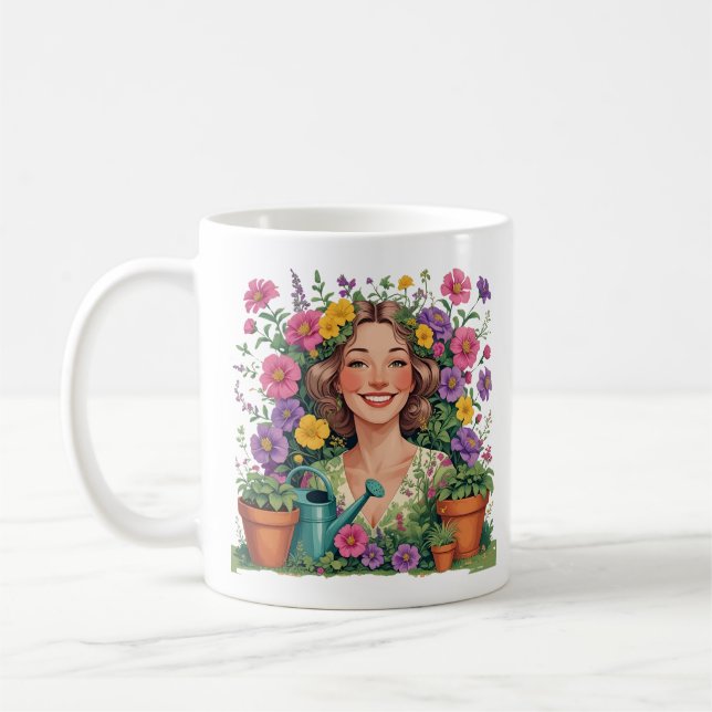Garden Mom-Garden Queen-Floral Gardener Coffee Mug (Left)
