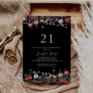 Garden Multicolor Wildflower 21st Birthday Party Invitation