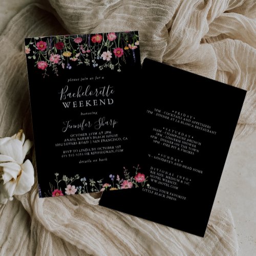 Garden Multicolor Wildflower Bachelorette Weekend Invitation