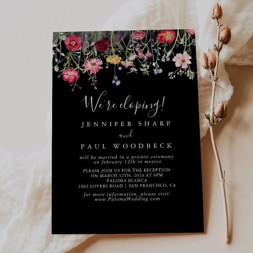 Garden Multicolor Wildflower Elopement Reception Invitation