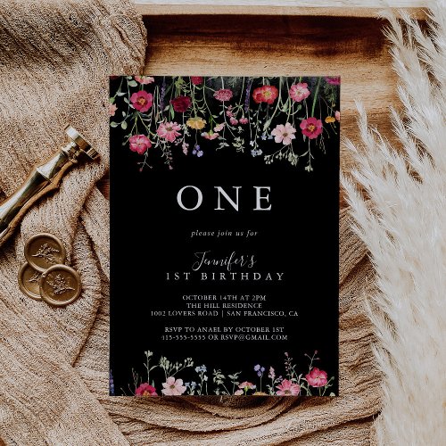 Garden Multicolor Wildflower First Birthday Party Invitation