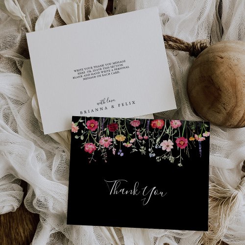 Garden Multicolor Wildflower Flat Wedding Thank You Card