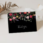 Garden Multicolor Wildflower Folded Wedding  Thank You Card<br><div class="desc">This garden multicolor wildflower folded wedding thank you card is perfect for a rustic wedding. The design features a multicolored assortment of pink, blush, purple, yellow, white, violet, red, burgundy wild flowers in a black background. Personalize the inside of the card with your names, and a thank you message. Or,...</div>
