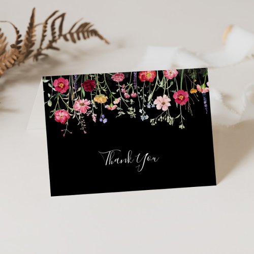 Garden Multicolor Wildflower Folded Wedding  Thank You Card