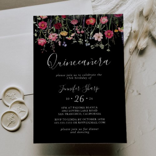 Garden Multicolor Wildflower Quinceaera Invitation