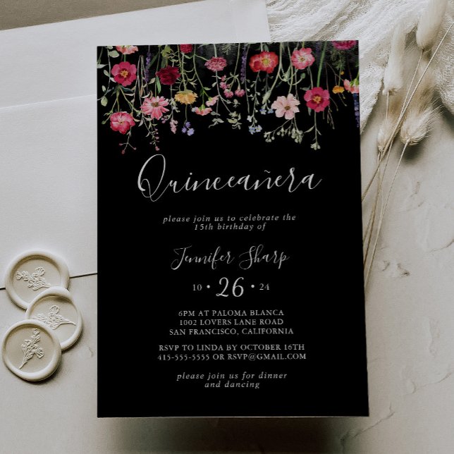 Garden Multicolor Wildflower Quinceañera Invitation (Creator Uploaded)