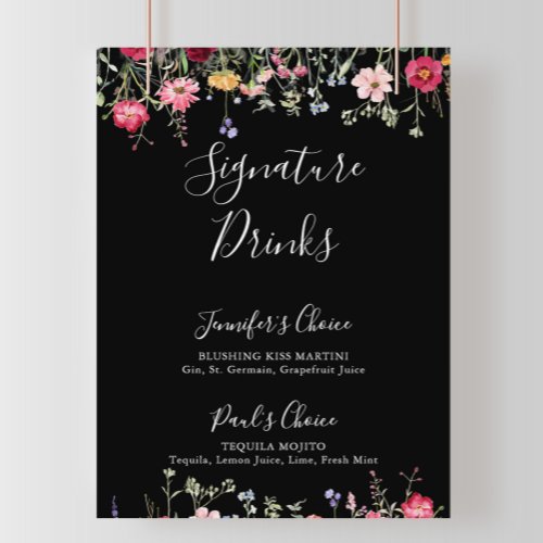 Garden Multicolor Wildflower Signature Drinks Sign