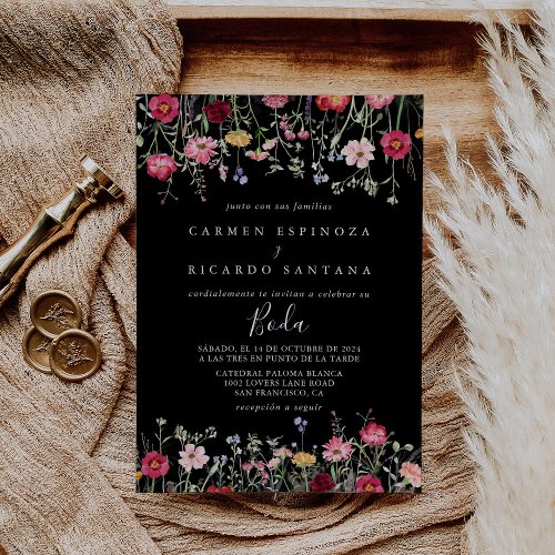 Garden Multicolor Wildflower Spanish Wedding Invitation