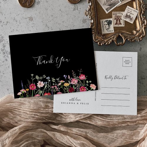 Garden Multicolor Wildflower Thank You Postcard