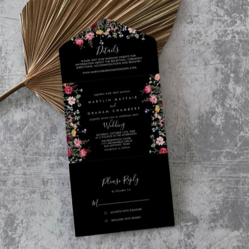 Garden Multicolor Wildflower Wedding     All In One Invitation