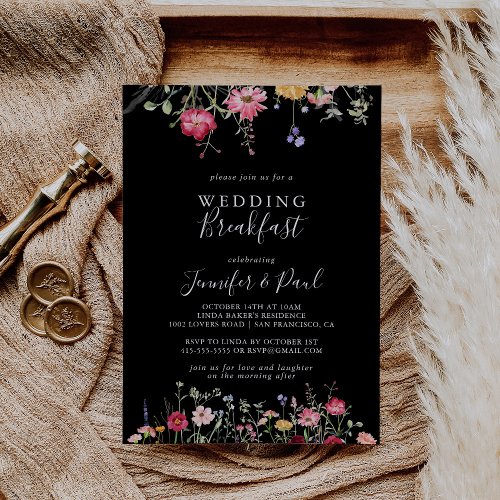 Garden Multicolor Wildflower Wedding Breakfast Invitation