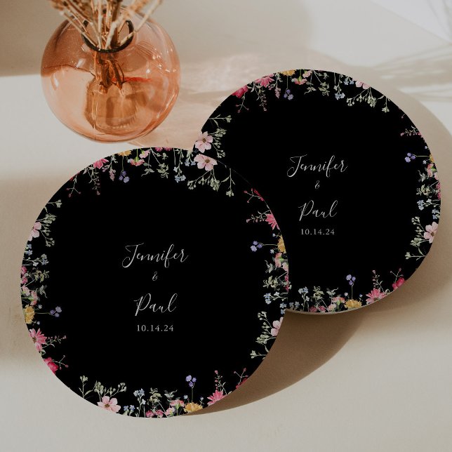 Garden Multicolor Wildflower Wedding Cake Paper Plates (Creator Uploaded)