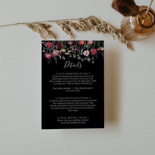 Garden Multicolor Wildflower Wedding Details Enclosure Card