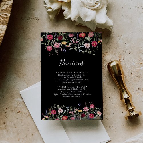 Garden Multicolor Wildflower Wedding Directions Enclosure Card