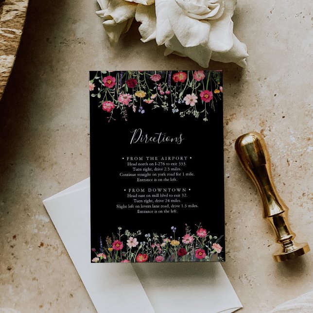 Garden Multicolor Wildflower Wedding Directions Enclosure Card (Creator Uploaded)
