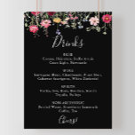 Garden Multicolor Wildflower Wedding Drinks Menu  Poster<br><div class="desc">This garden multicolor wildflower wedding drinks menu poster is perfect for a rustic wedding. The design features a multicolored assortment of pink,  blush,  purple,  yellow,  white,  violet,  red,  burgundy wild flowers in a black background.</div>